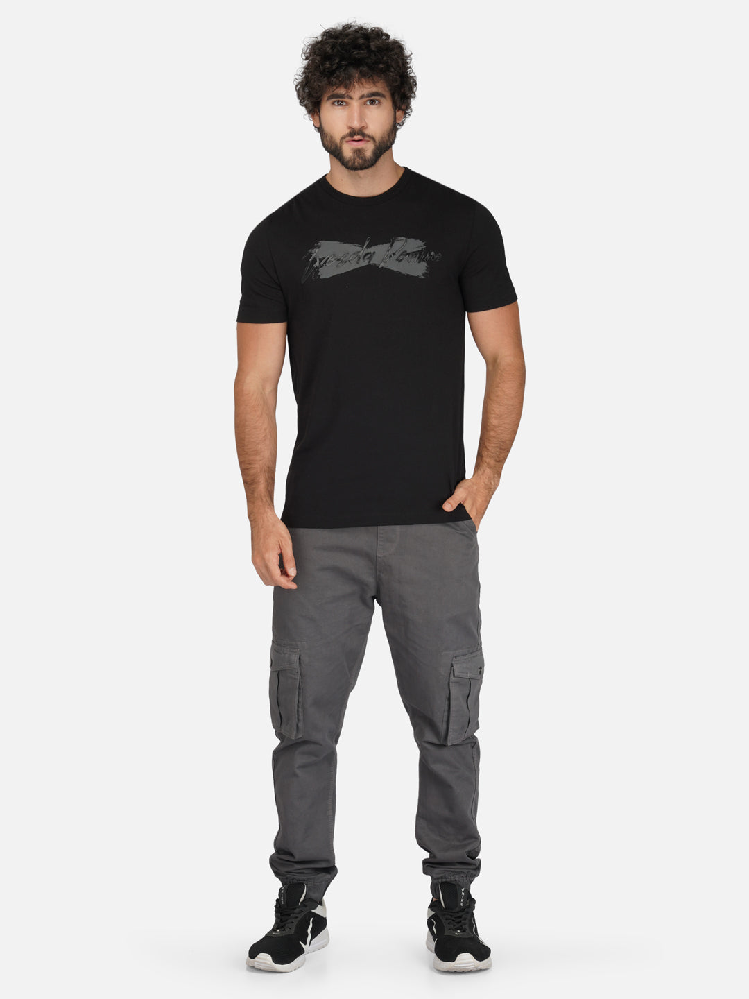 Black Cotton Jersey HD Print T-Shirt - Euro Fit (BRT-016B)