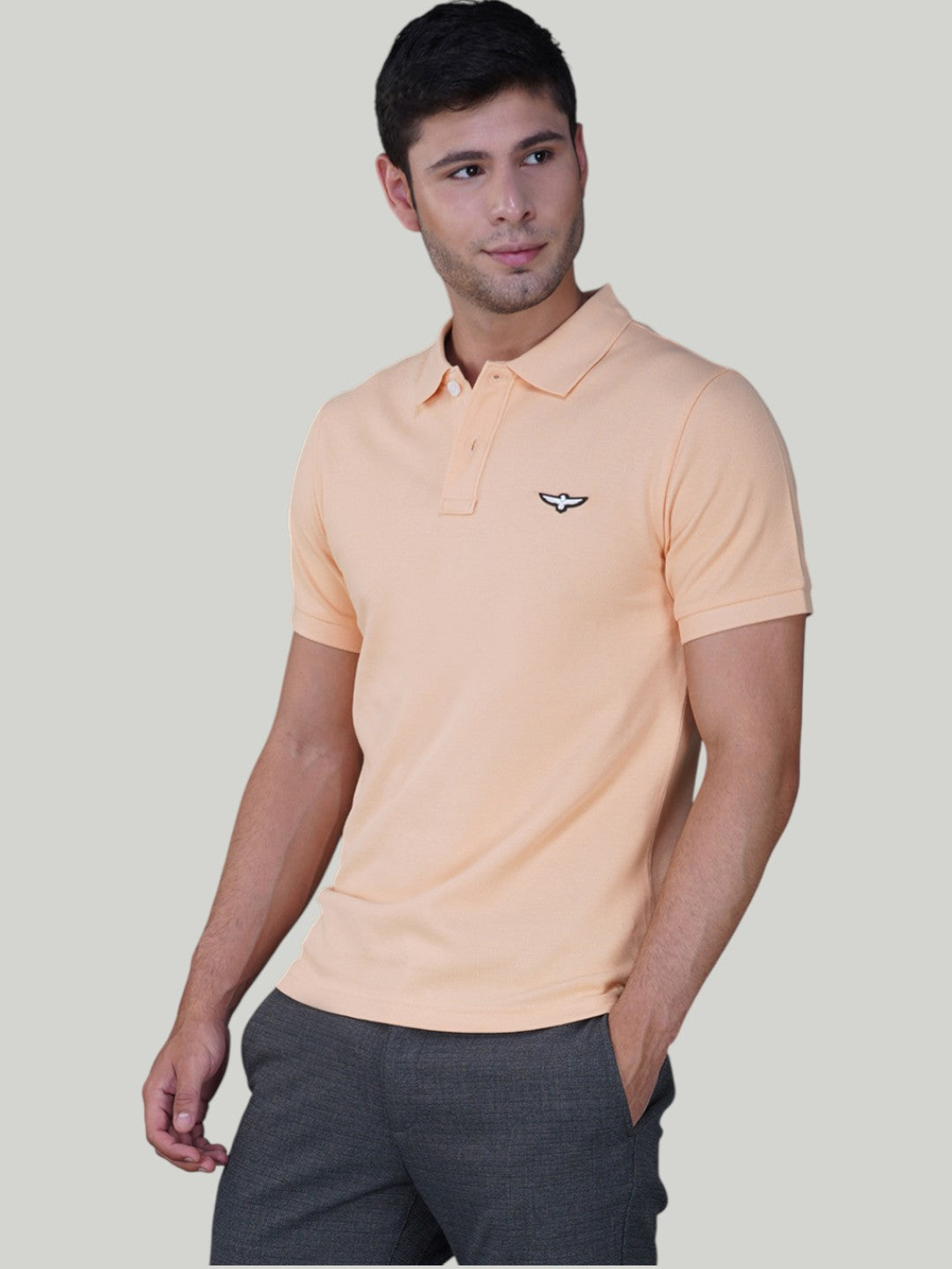 Soft Peach Men’s Luxury Pique Cotton Solid Polo T-shirt-Euro Fit (CP 021)