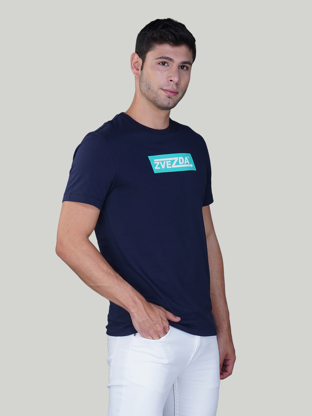 Navy Blue Zvezda Original Cotton Jersey T-Shirts - Euro Fit (BRT-024B)