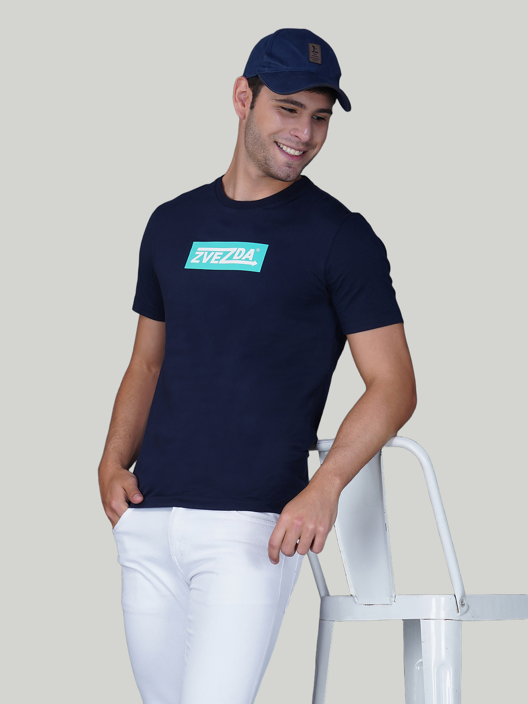 Navy Blue Zvezda Original Cotton Jersey T-Shirts - Euro Fit (BRT-024B)