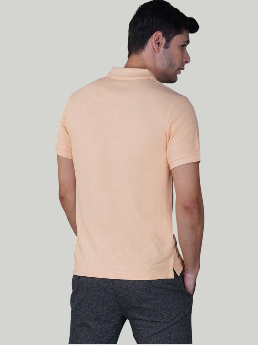 Soft Peach Men’s Luxury Pique Cotton Solid Polo T-shirt-Euro Fit (CP 021)