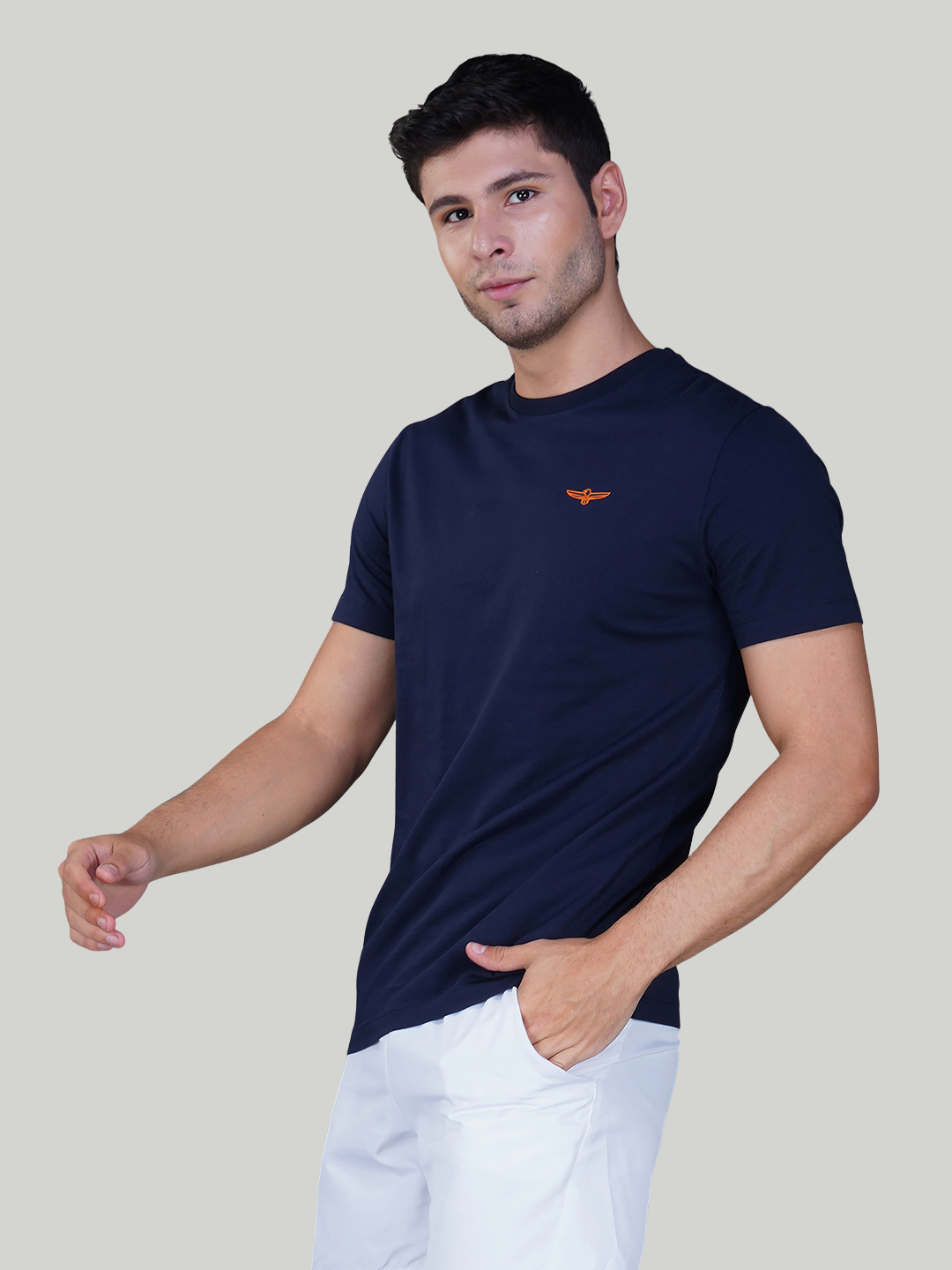 Navy Blue Solid Cotton Jersey T-Shirt – Euro Fit (CT-016)