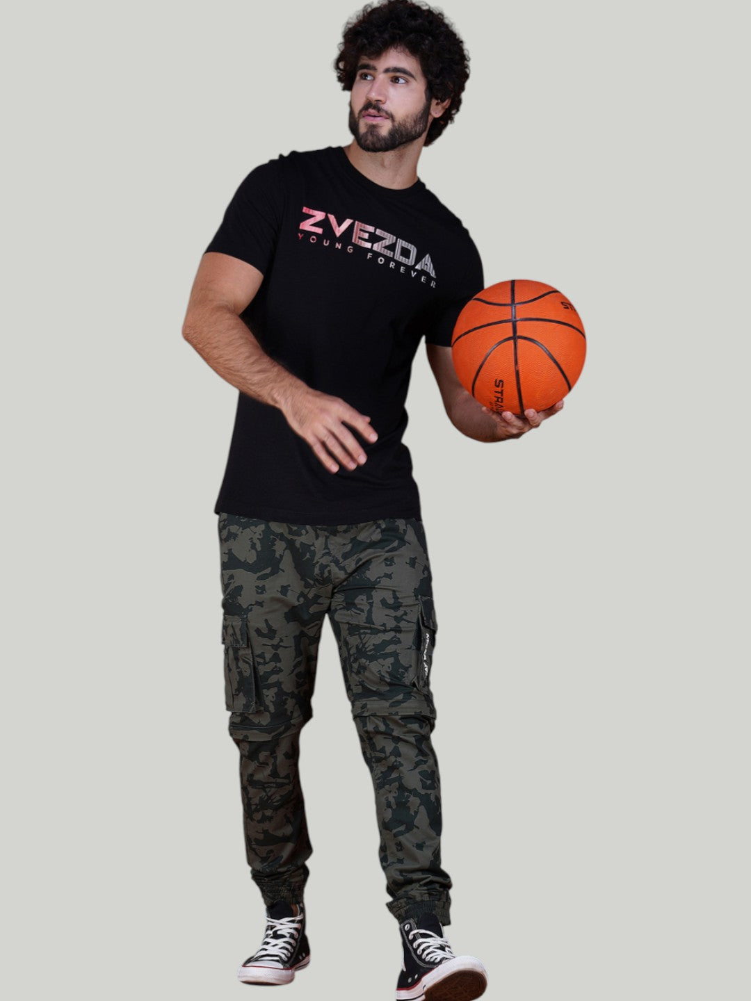 Black Cotton Jersey HD Print T-Shirt - Euro Fit (BRT-009B)