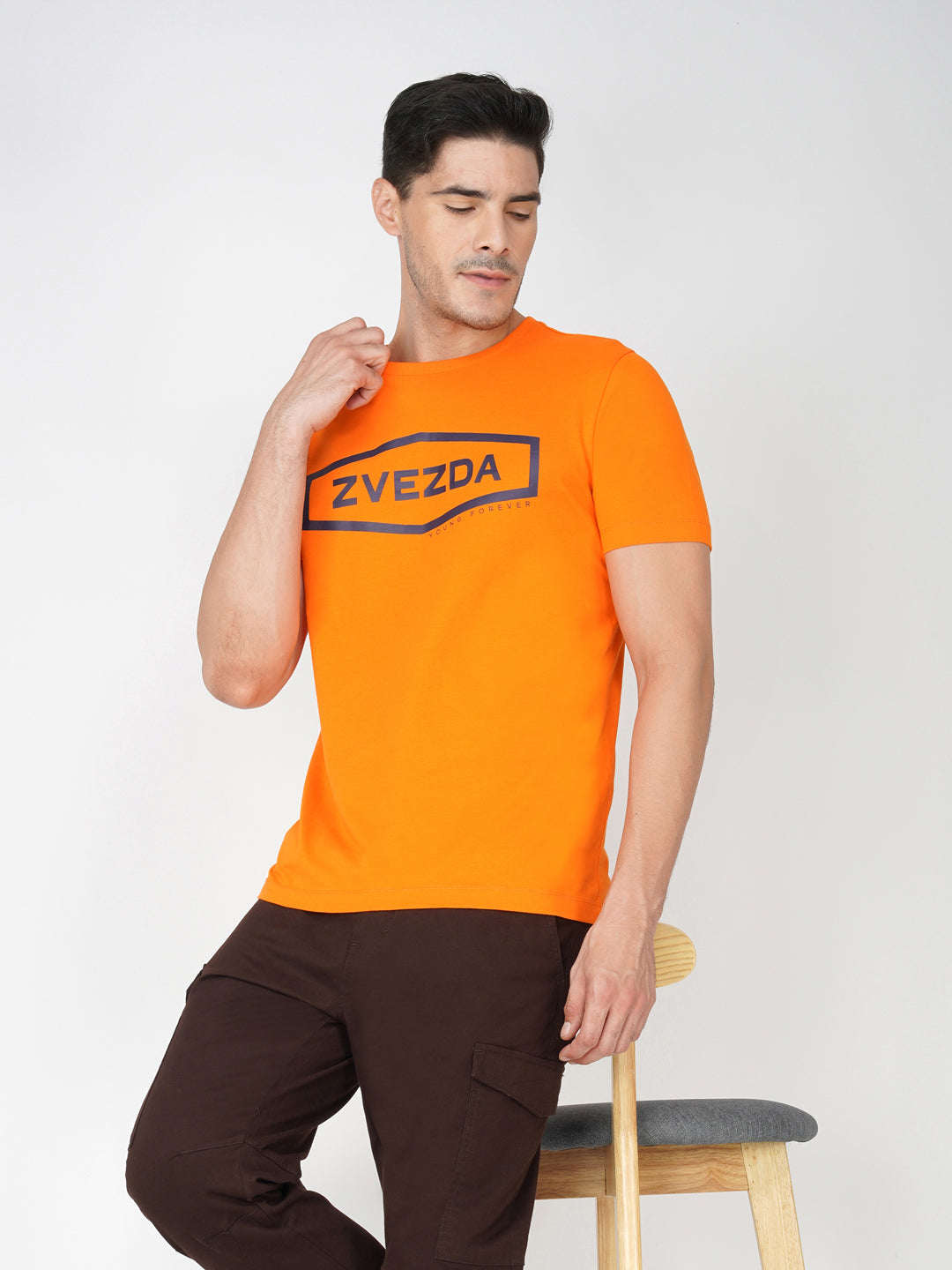 Orange Zvezda Original Cotton Jersey T-Shirt - Euro Fit (BRT-008A)