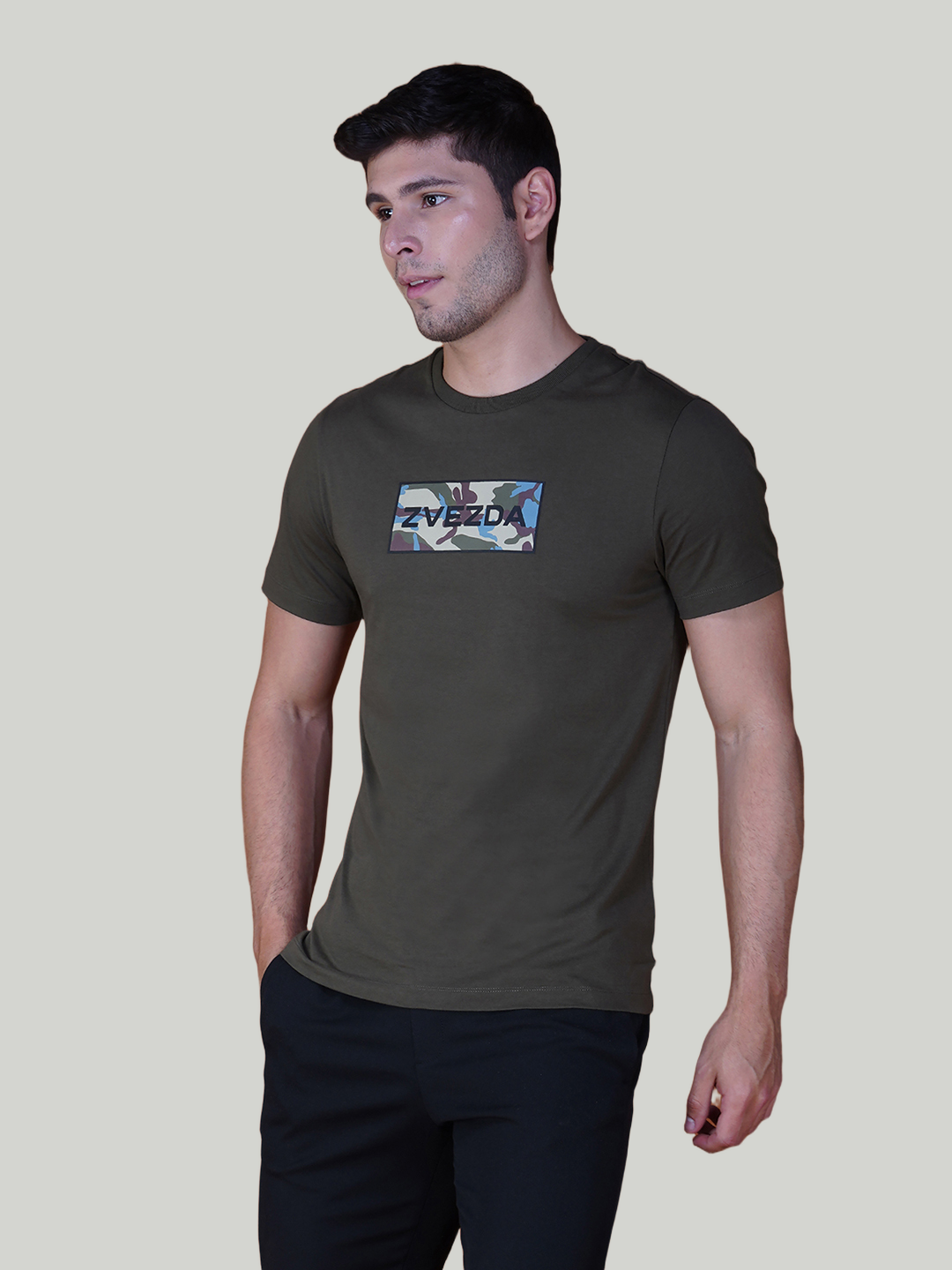 Army Green Zvezda Original Cotton Jersey T-Shirt - Euro Fit (BRT-023B)