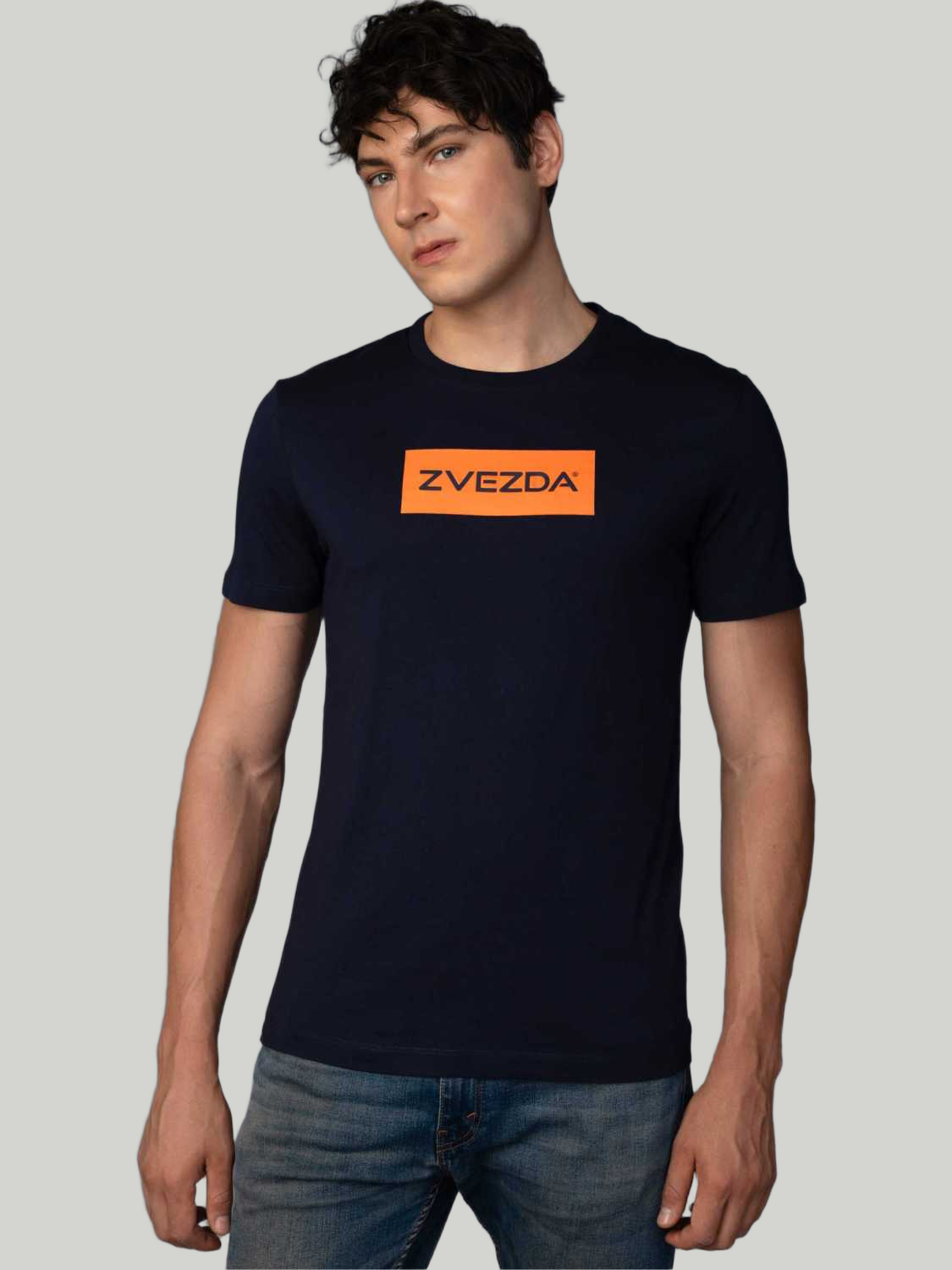 Navy Blue Zvezda Original Cotton Jersey T-Shirt - Euro Fit (BRT-021E)
