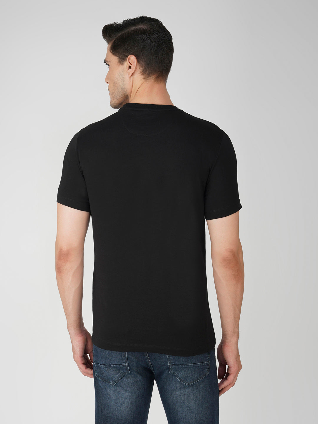 Black Cotton Jersey HD Print T-Shirt - Euro Fit (BRT-015B)