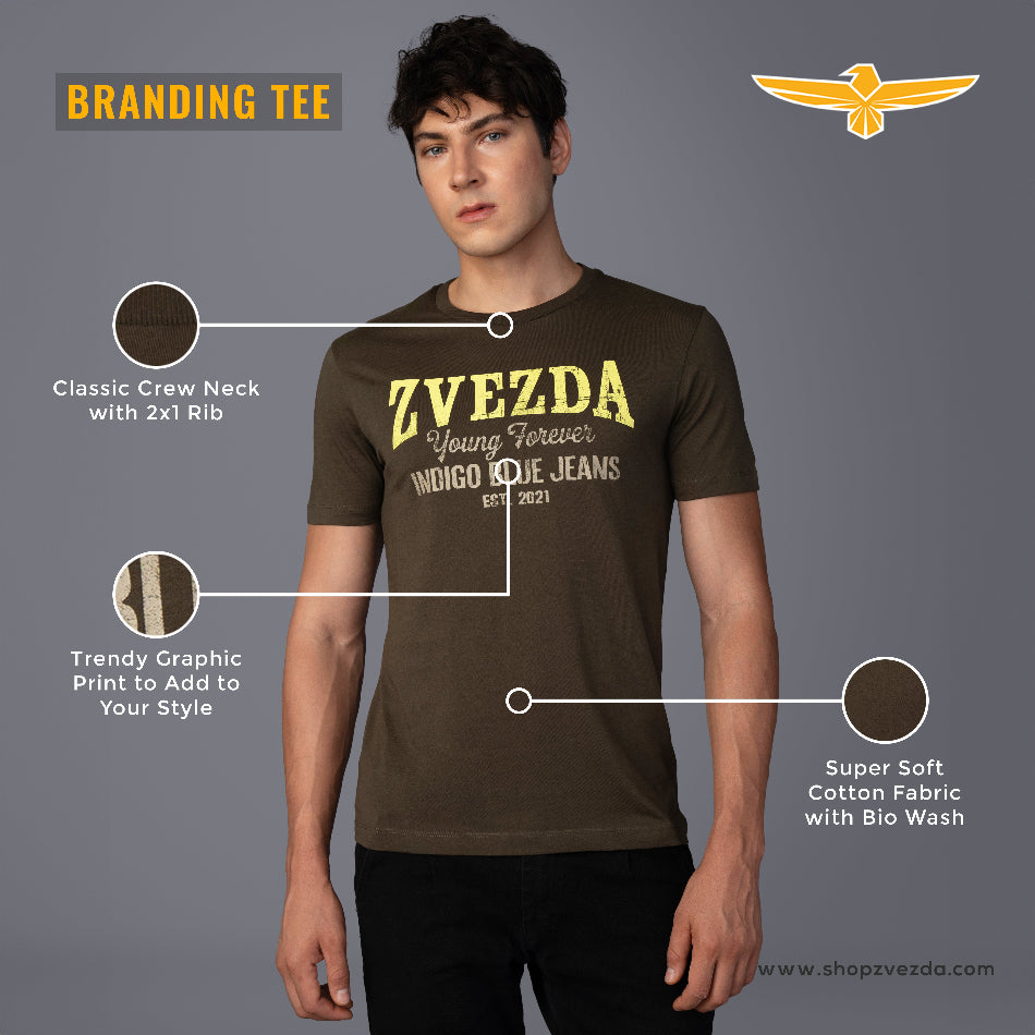 Dark Olive Green Zvezda Original Cotton Jersey T-Shirt – Euro Fit (BRT-007C)