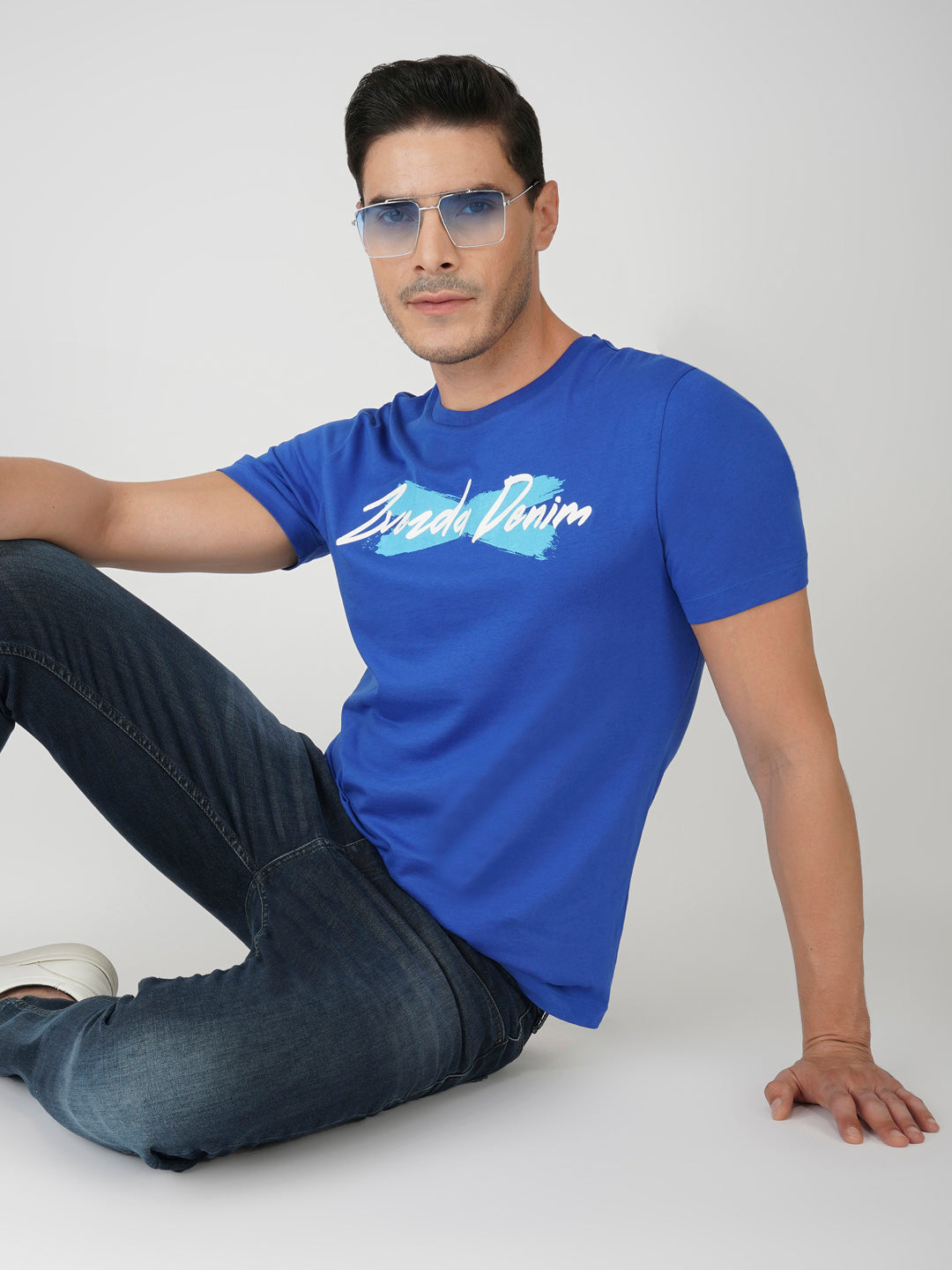 Blue Cotton Jersey HD Print T-Shirt - Euro Fit (BRT-016C)