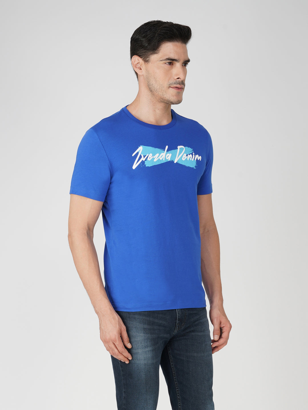 Blue Cotton Jersey HD Print T-Shirt - Euro Fit (BRT-016C)