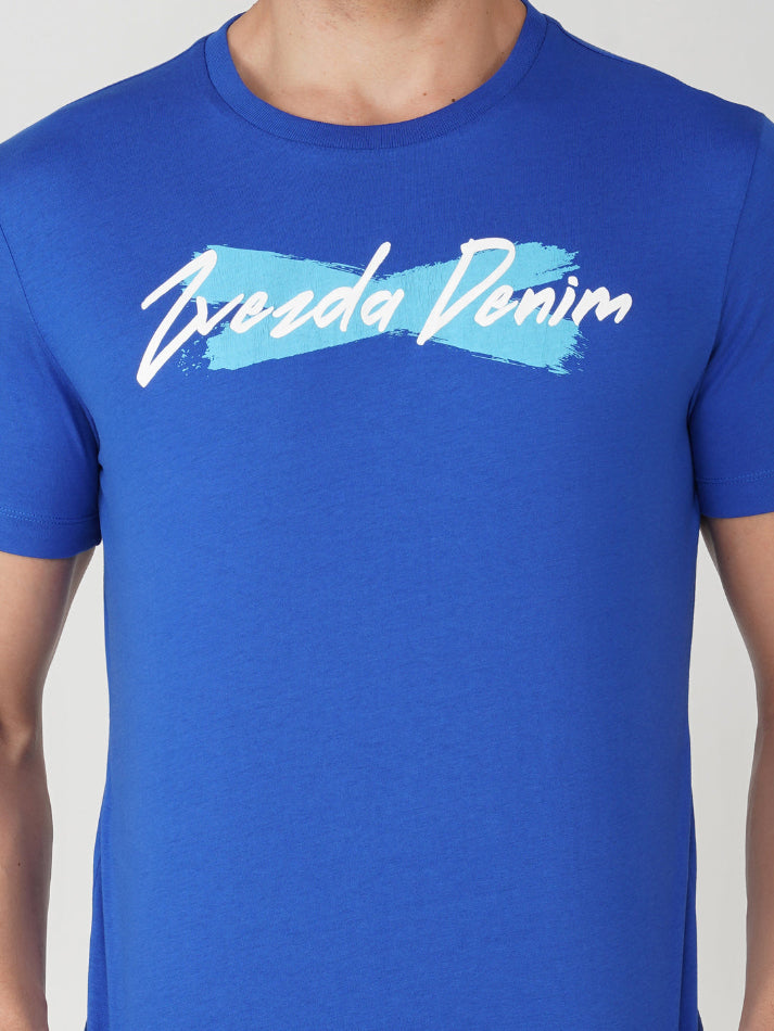 Blue Cotton Jersey HD Print T-Shirt - Euro Fit (BRT-016C)