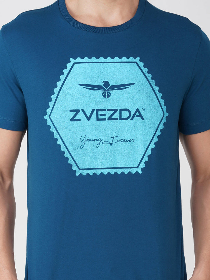 PETROL BLUE BRANDING T-SHIRT ZOOM VIEW