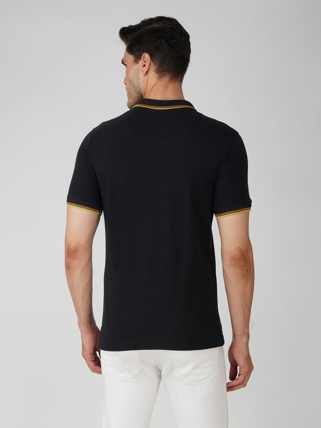 Black Premium Pique Cotton Tipping Polo – Euro Fit (CPT 005)