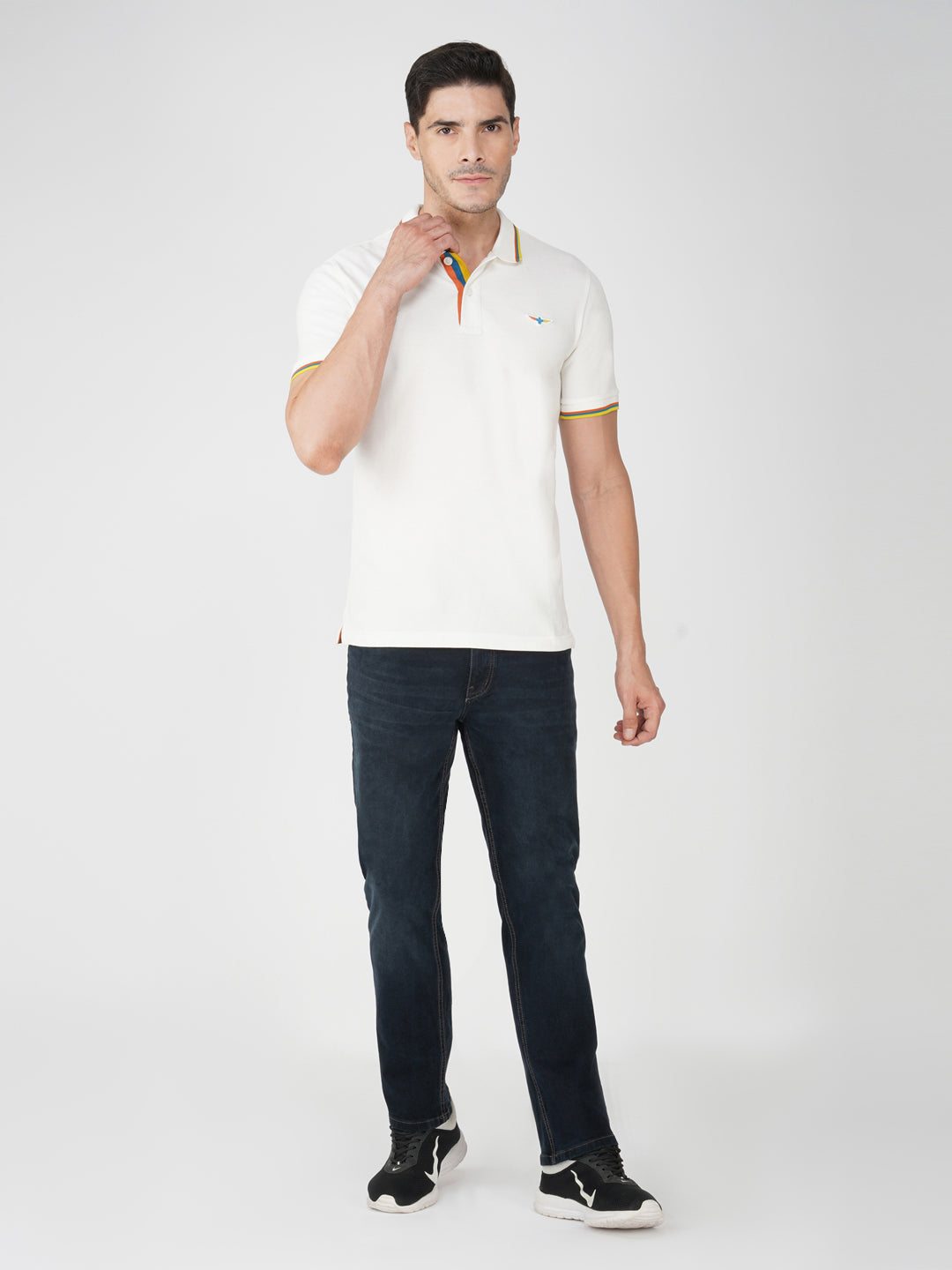 White Premium Pique Cotton Tipping Polo – Euro Fit (CPT 001)