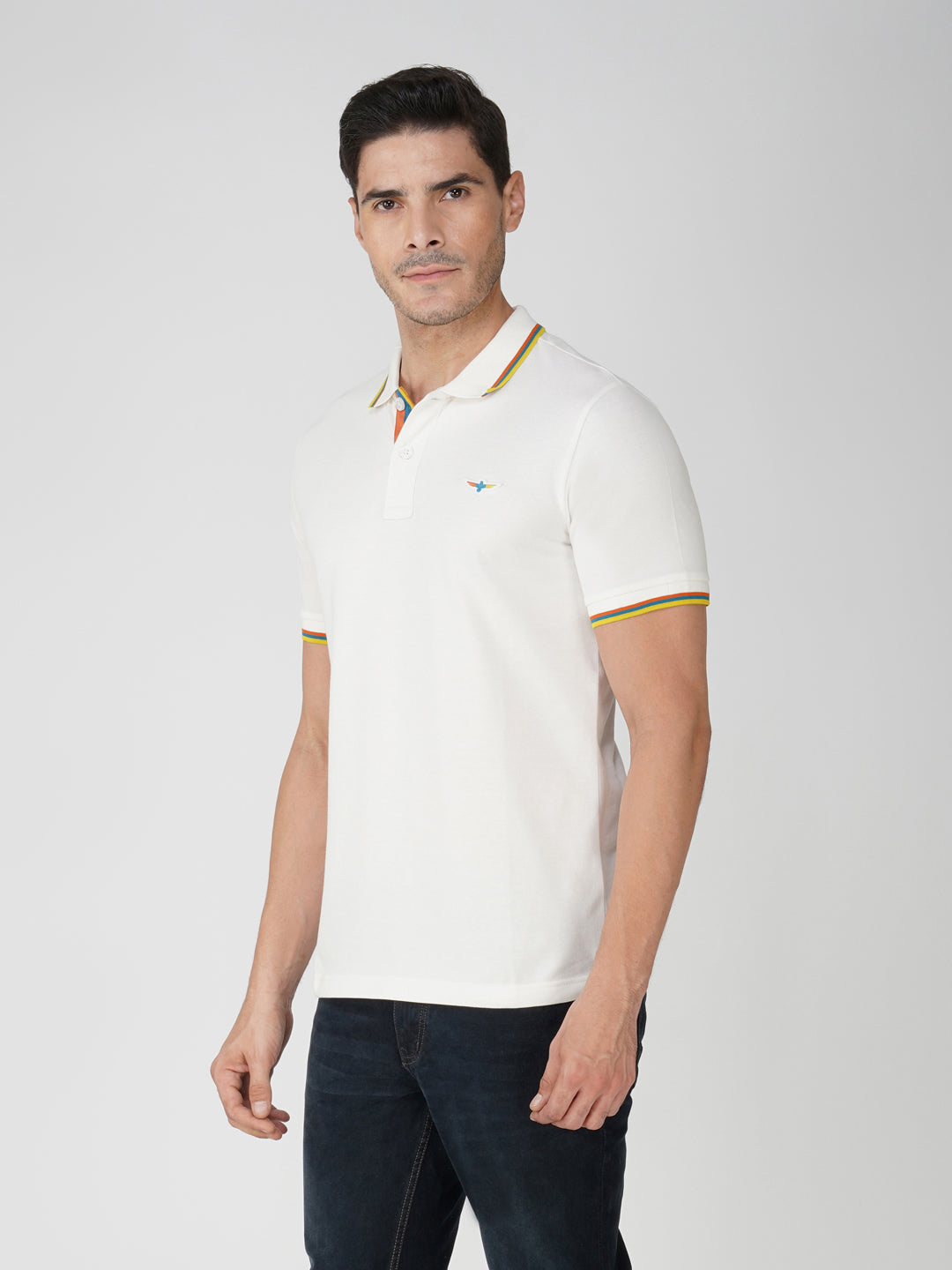 White Premium Pique Cotton Tipping Polo – Euro Fit (CPT 001)