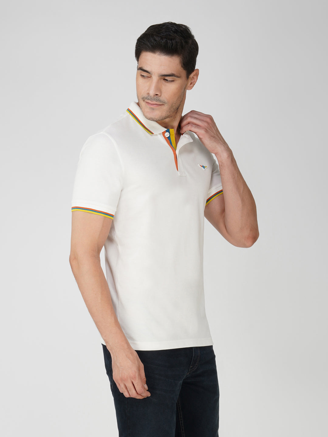 White Premium Pique Cotton Tipping Polo – Euro Fit (CPT 001)