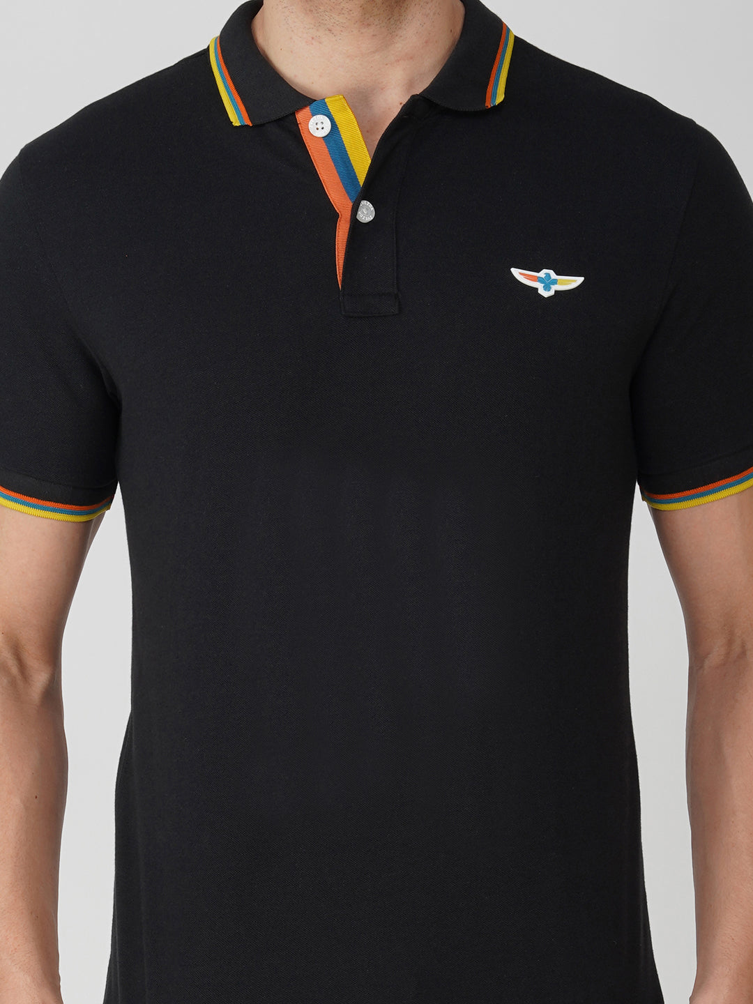 Black Premium Pique Cotton Tipping Polo – Euro Fit (CPT 005)