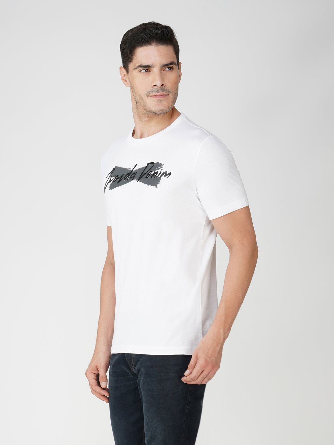 White Cotton Jersey HD Print T-Shirt - Euro Fit (BRT-016A)