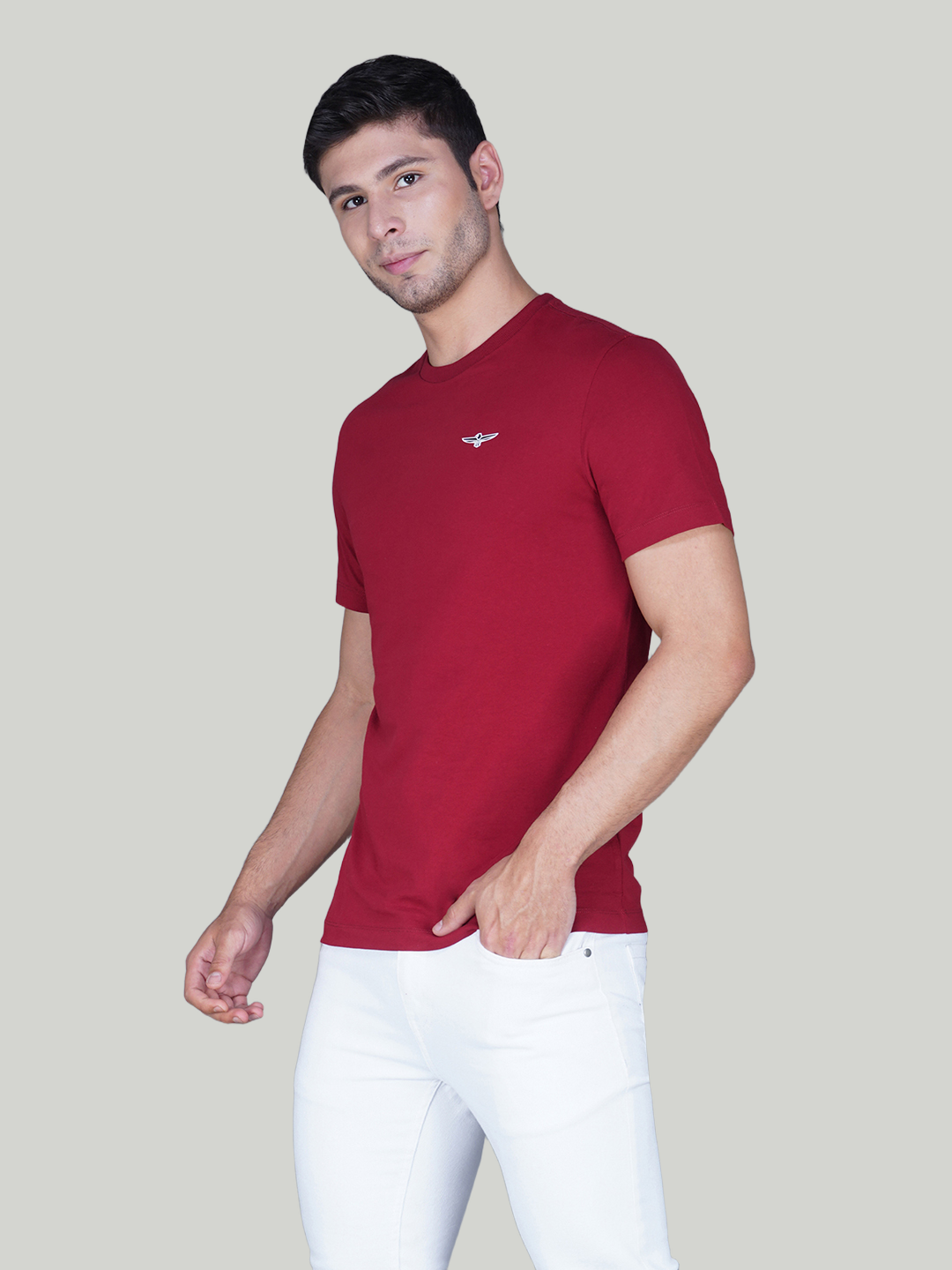 Burgundy Solid Cotton Jersey T-Shirt – Euro Fit (CT-014)