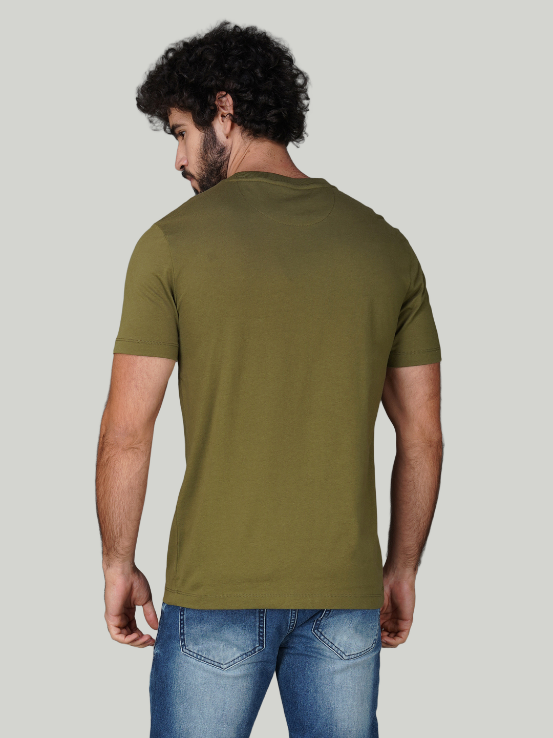 Army Green Cotton Jersey HD Print T-Shirt- Euro Fit (BRT-015C)