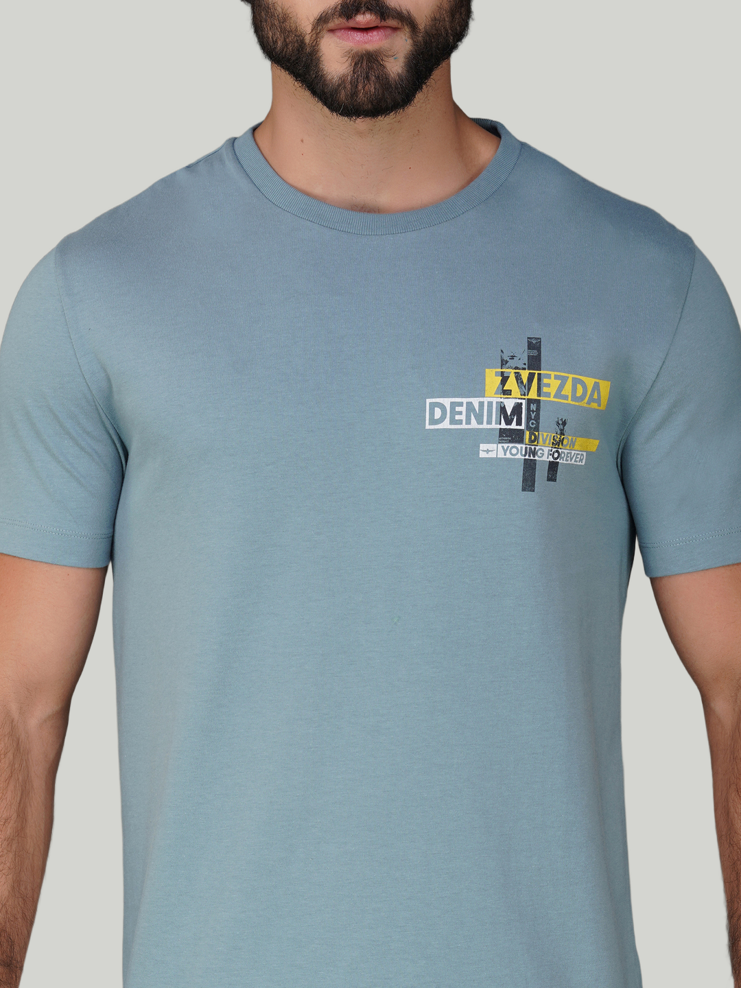 Sky Blue Zvezda Original Cotton Jersey T-Shirt - Euro Fit (BRT-012A)