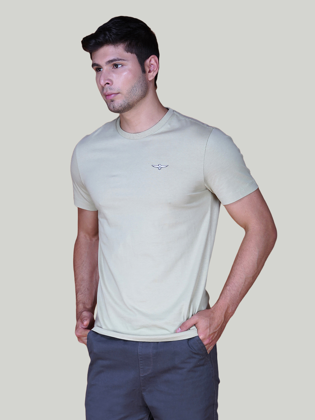 Warm Grey Solid Cotton Jersey T-Shirt – Euro Fit (CT-002)