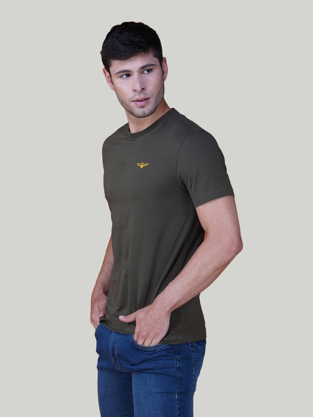 Dark Olive Green Solid Cotton Jersey T-Shirt – Euro Fit (CT-008)