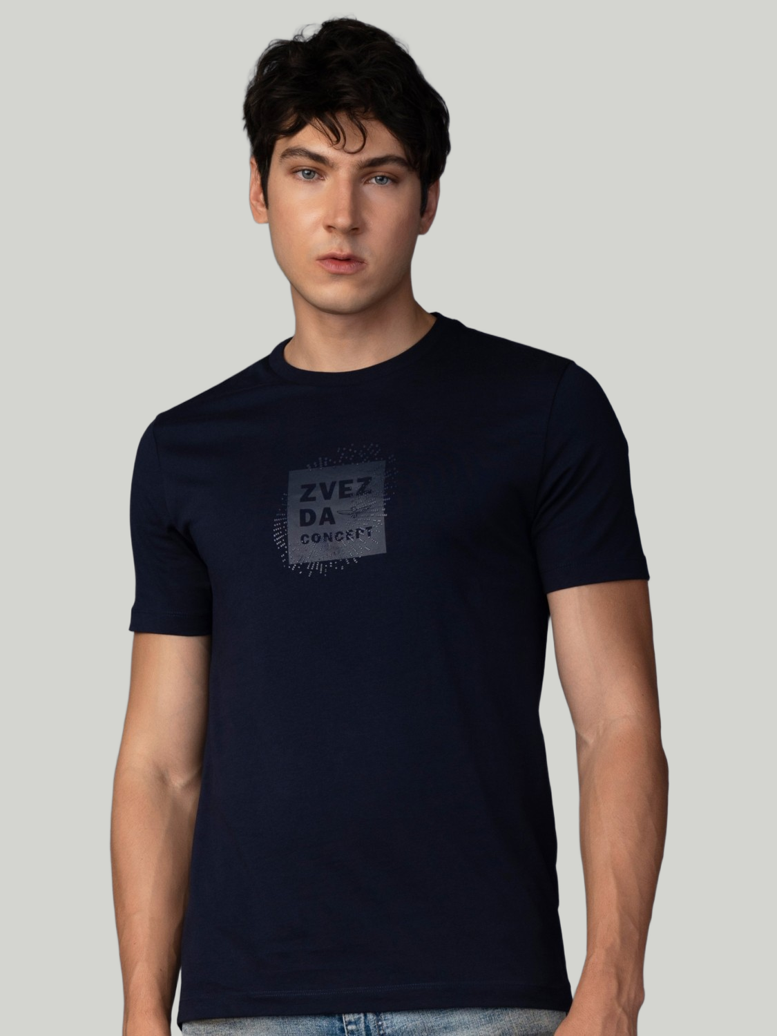 Navy Blue Zvezda Original Cotton Jersey T-Shirt - Euro Fit (BRT-017B)