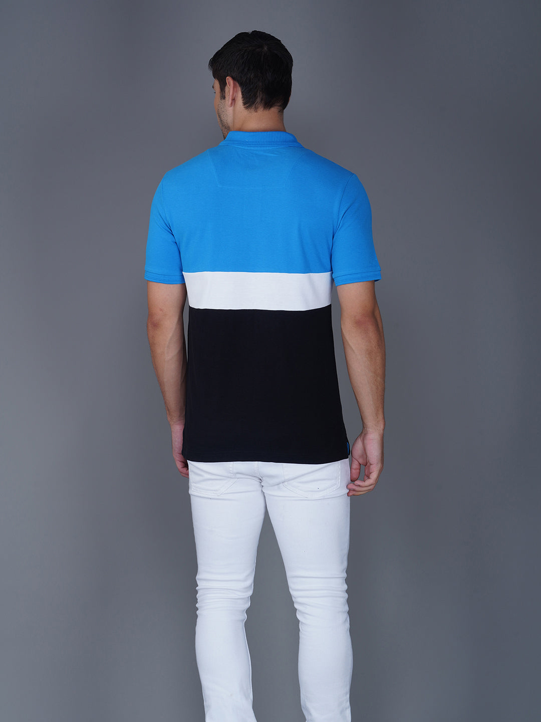 CLASSICBLUE/WHITE/BLACK COLOR BLOCK POLO BACK VIEW