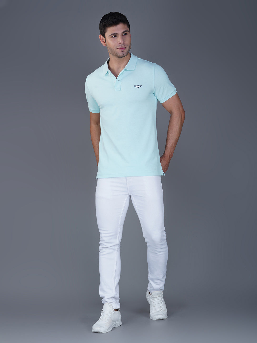 BLEASHED AQUA  POLO FULL VIEW