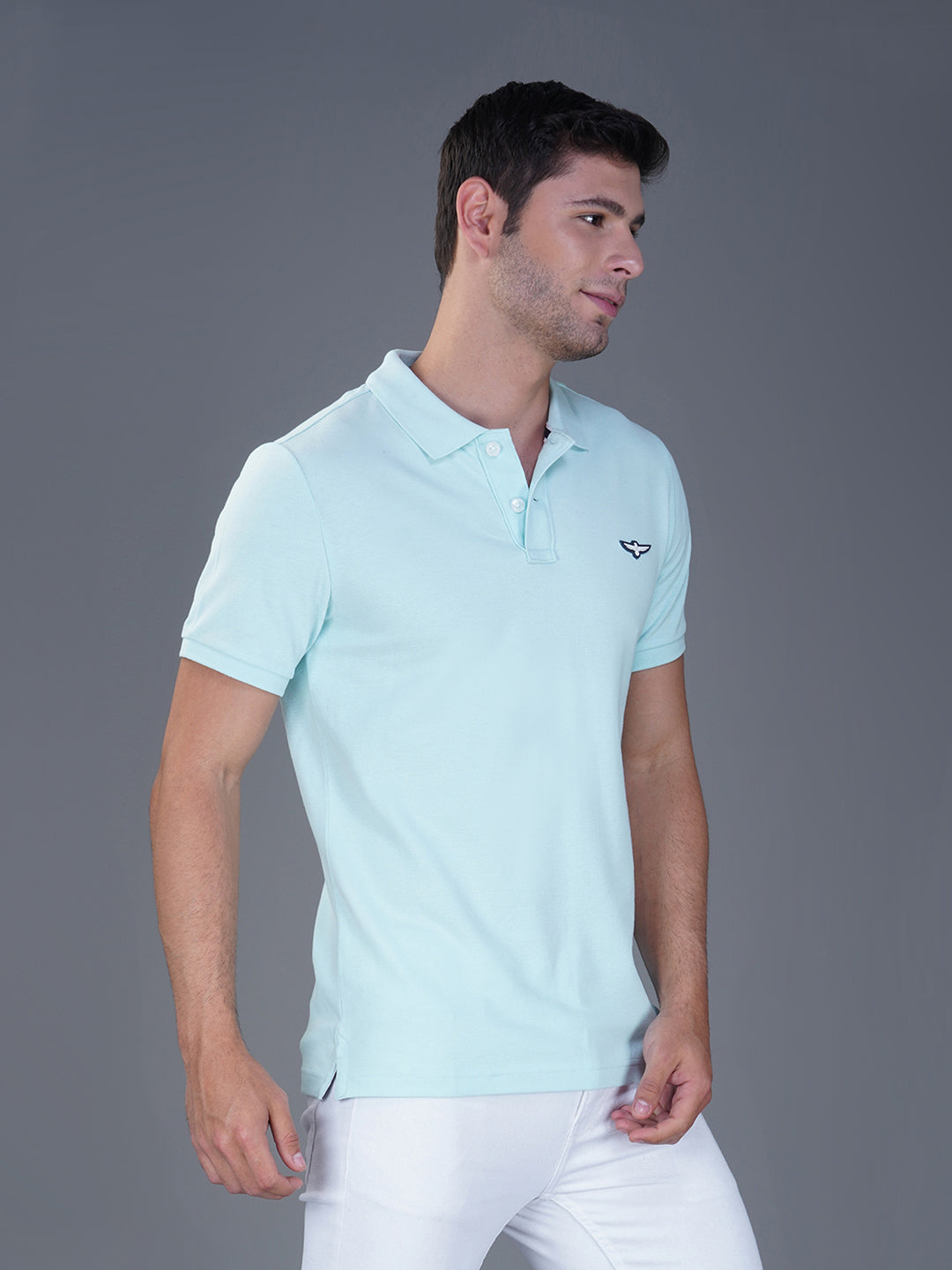 BLEASHED AQUA  POLO RIGHT VIEW