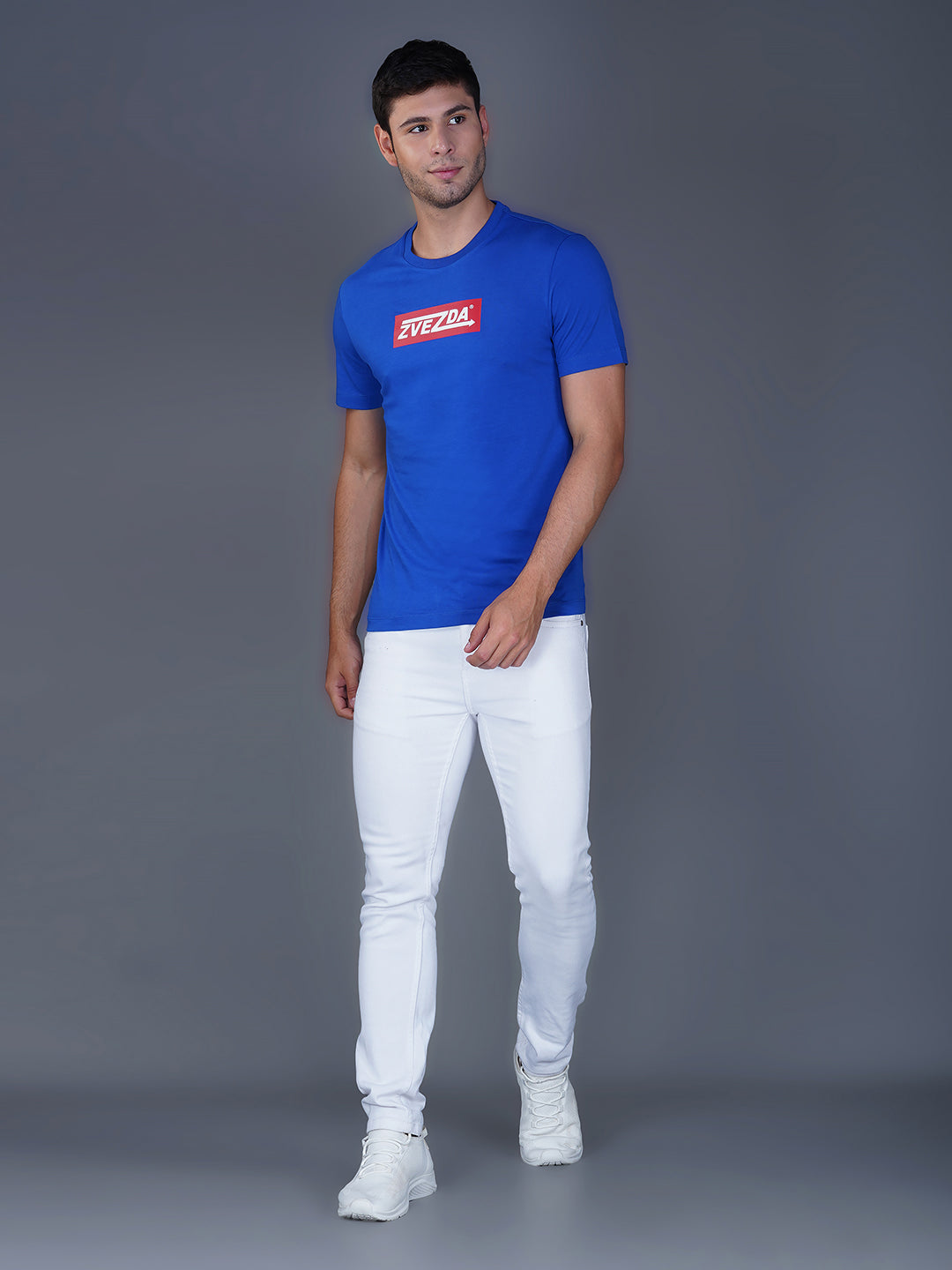 MEDIUM BLUE  BRANDING T-SHIRT FULL VIEW