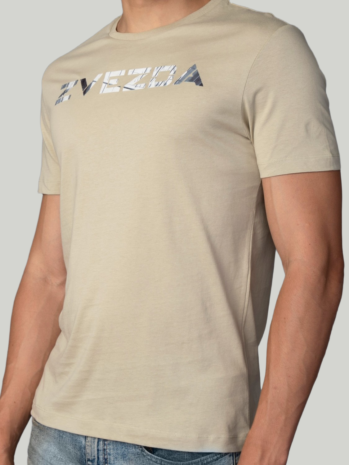 Warm Grey Cotton Jersey HD Print T-Shirt - Euro Fit (BRT-015A)