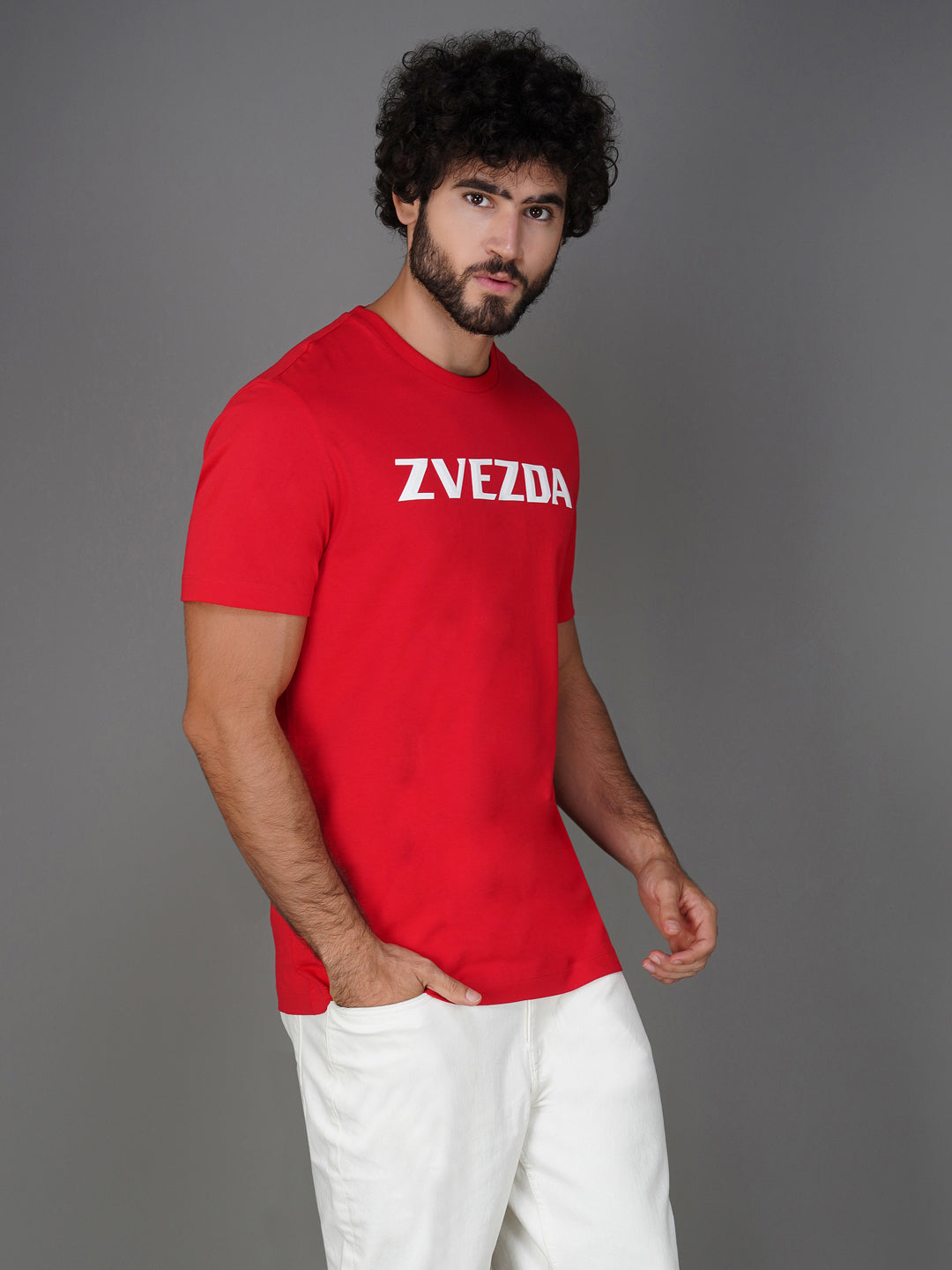 RED 3D SILICON HD PRINT T-SHIRT right view