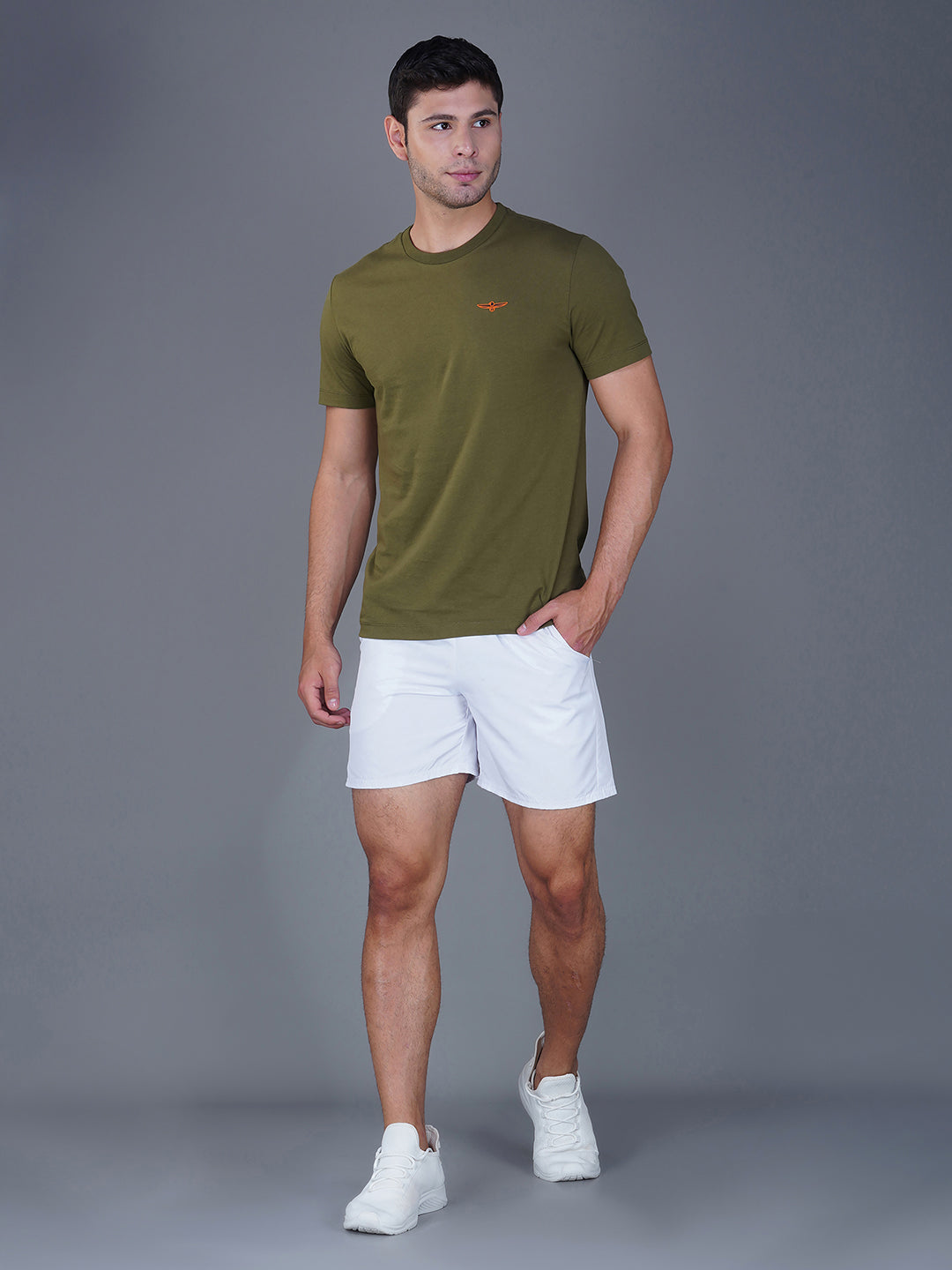 ARMY OLIVE  Round Neck full View