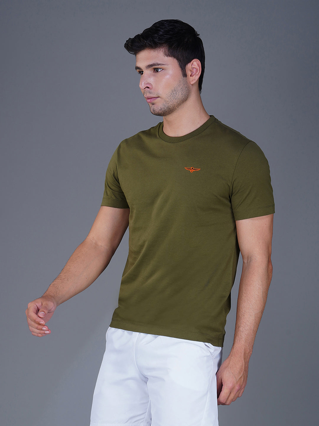 ARMY OLIVE  Round Neck left View