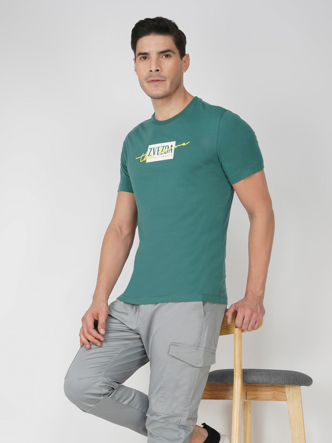 SMOKE PINE  BRANDING T-SHIRT POSE VIEW