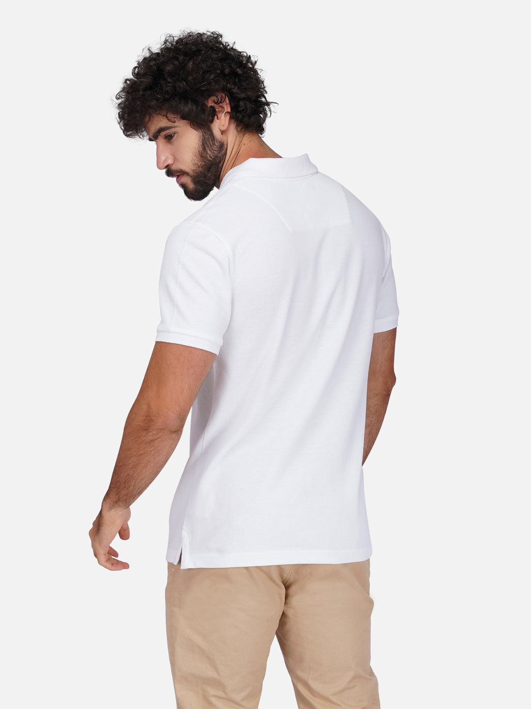 White Premium Pique Cotton Classic Polo T-shirt-Euro Fit (CP 001)