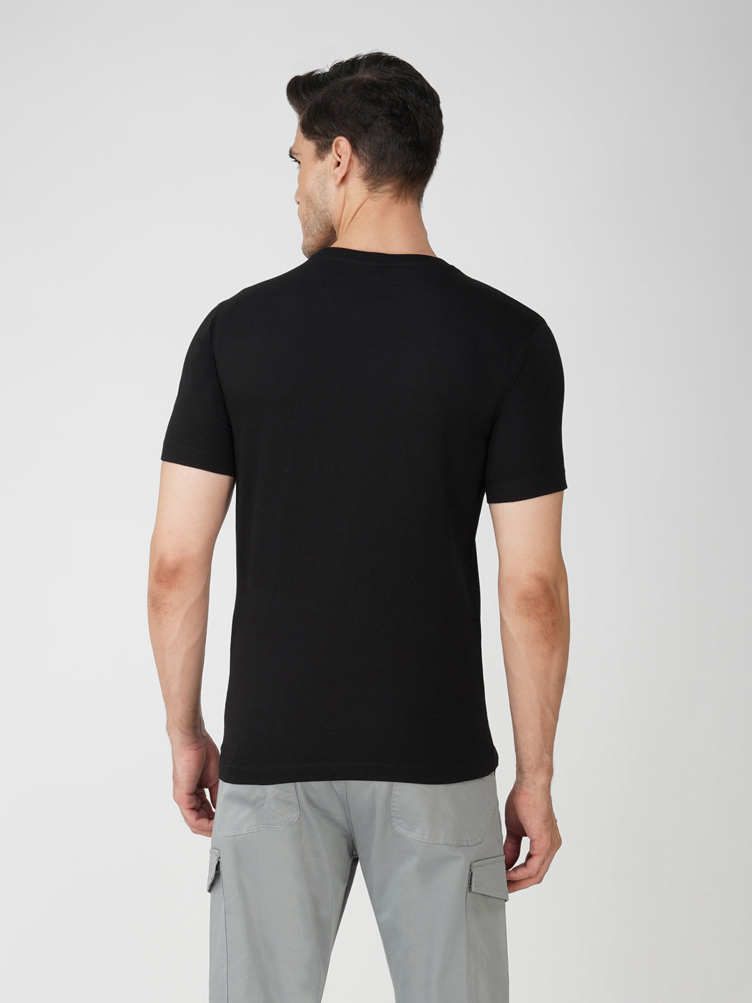 BLACK SINGLE JERSEY SPECIALITY PRINT T-shirt back view