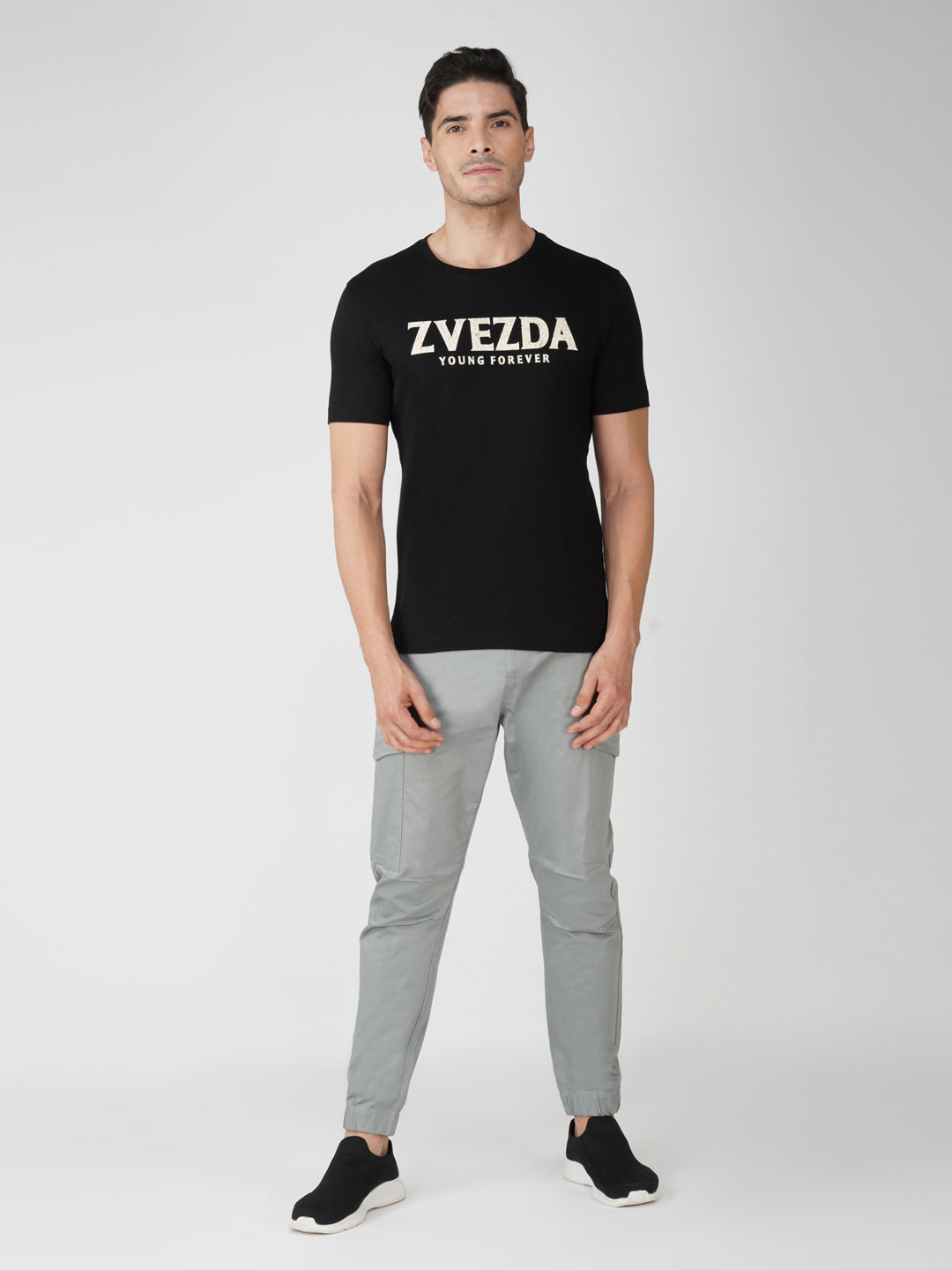 BLACK SINGLE JERSEY SPECIALITY PRINT T-shirt full view