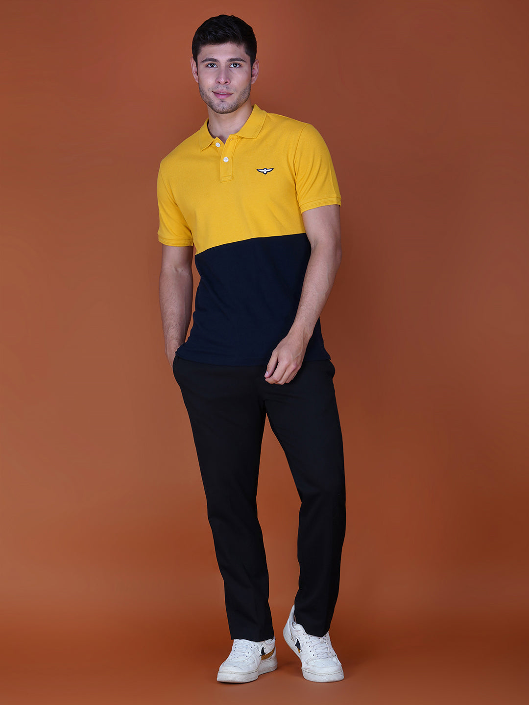 Yellow/Navy Color Block full view