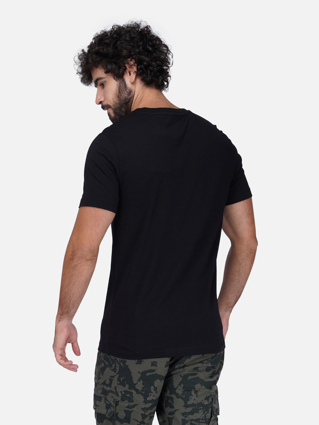 Black Cotton Jersey HD Print T-Shirt - Euro Fit (BRT-009B)