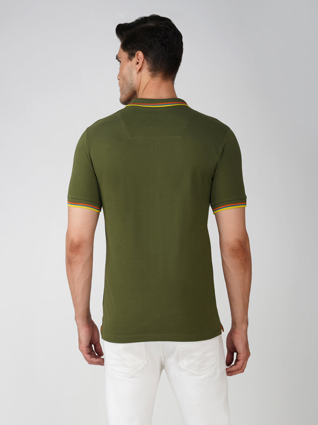 Olive Green Tipping Polo back view image