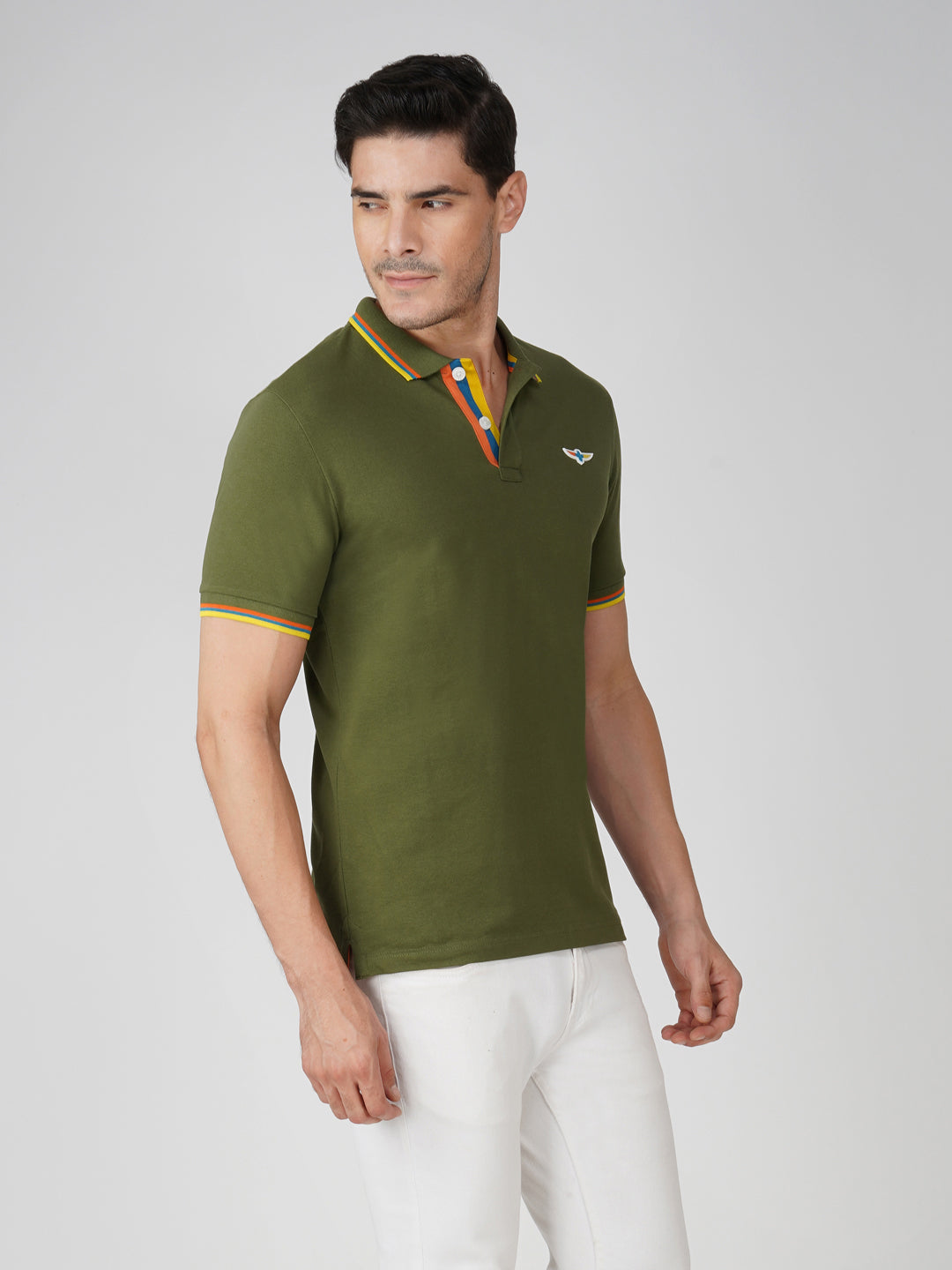 Olive Green Tipping Polo right view image