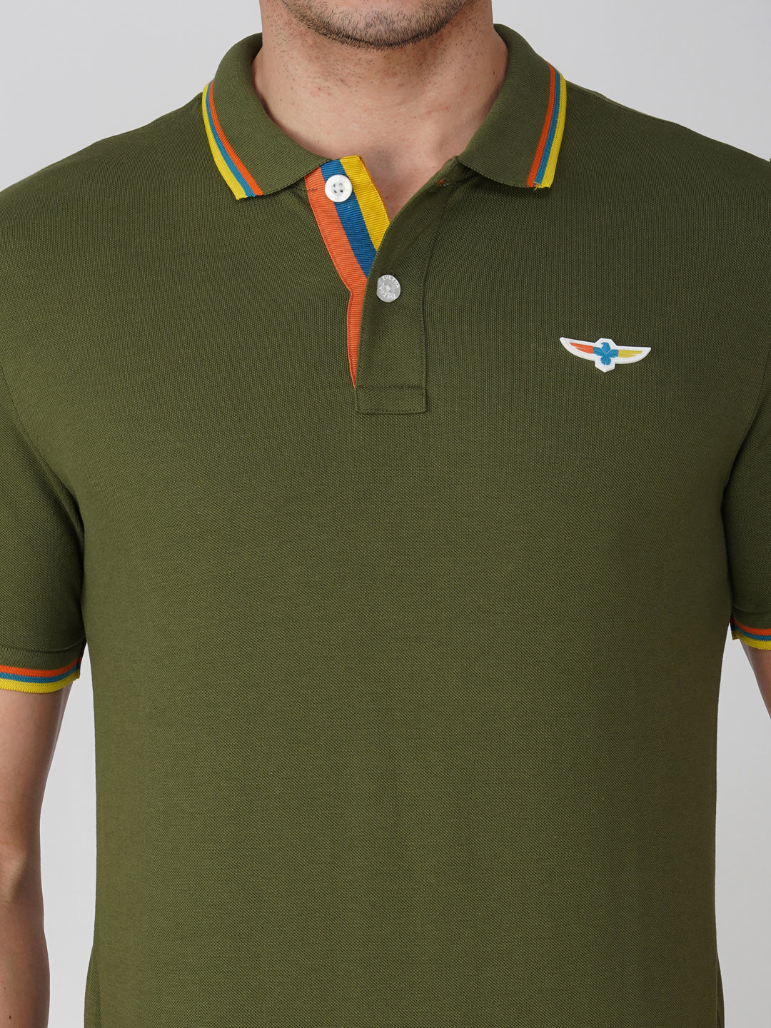 Olive Green Tipping Polo zoom view image