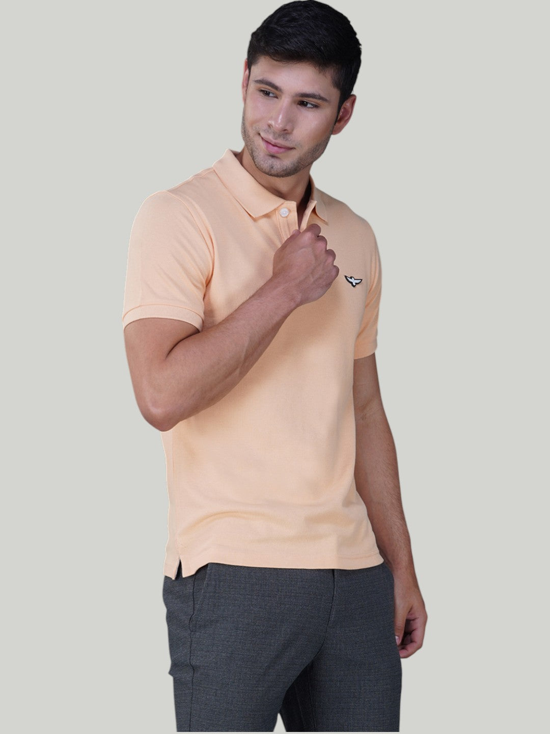 Soft Peach Men’s Luxury Pique Cotton Solid Polo T-shirt-Euro Fit (CP 021)