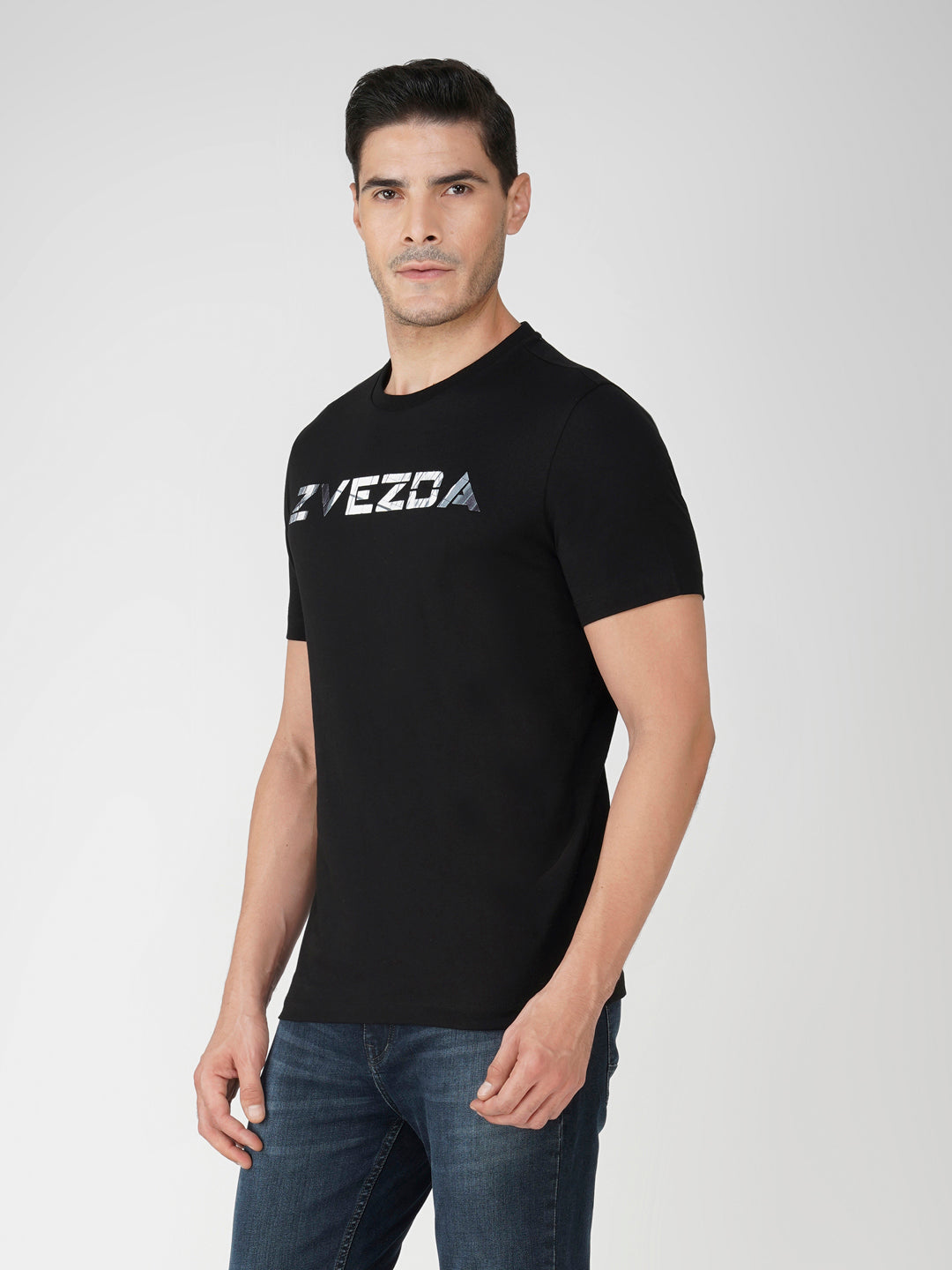 Black Cotton Jersey HD Print T-Shirt - Euro Fit (BRT-015B)