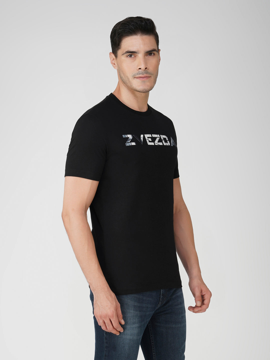 Black Cotton Jersey HD Print T-Shirt - Euro Fit (BRT-015B)