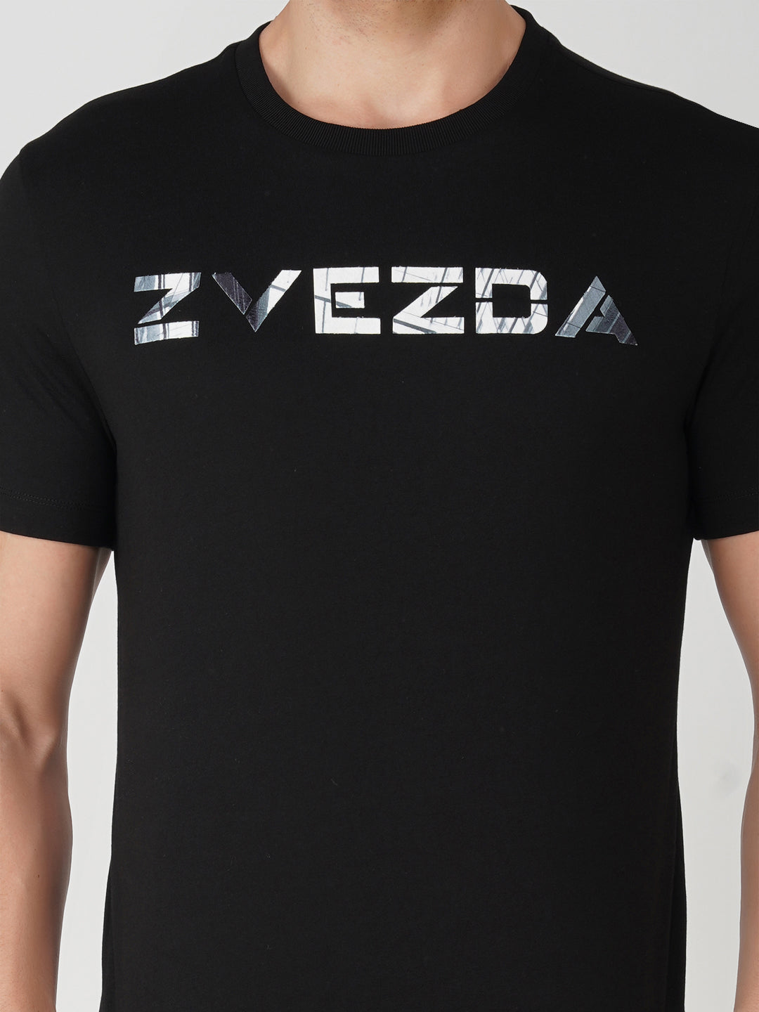 Black Cotton Jersey HD Print T-Shirt - Euro Fit (BRT-015B)