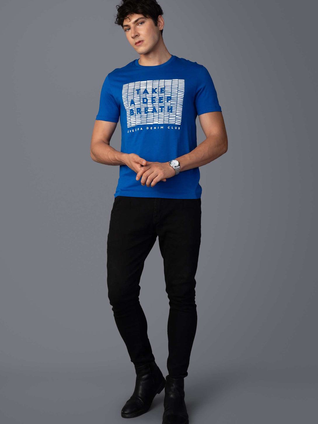 MEDIUM BLUE BRANDING T-SHIRT STYLE VIEW